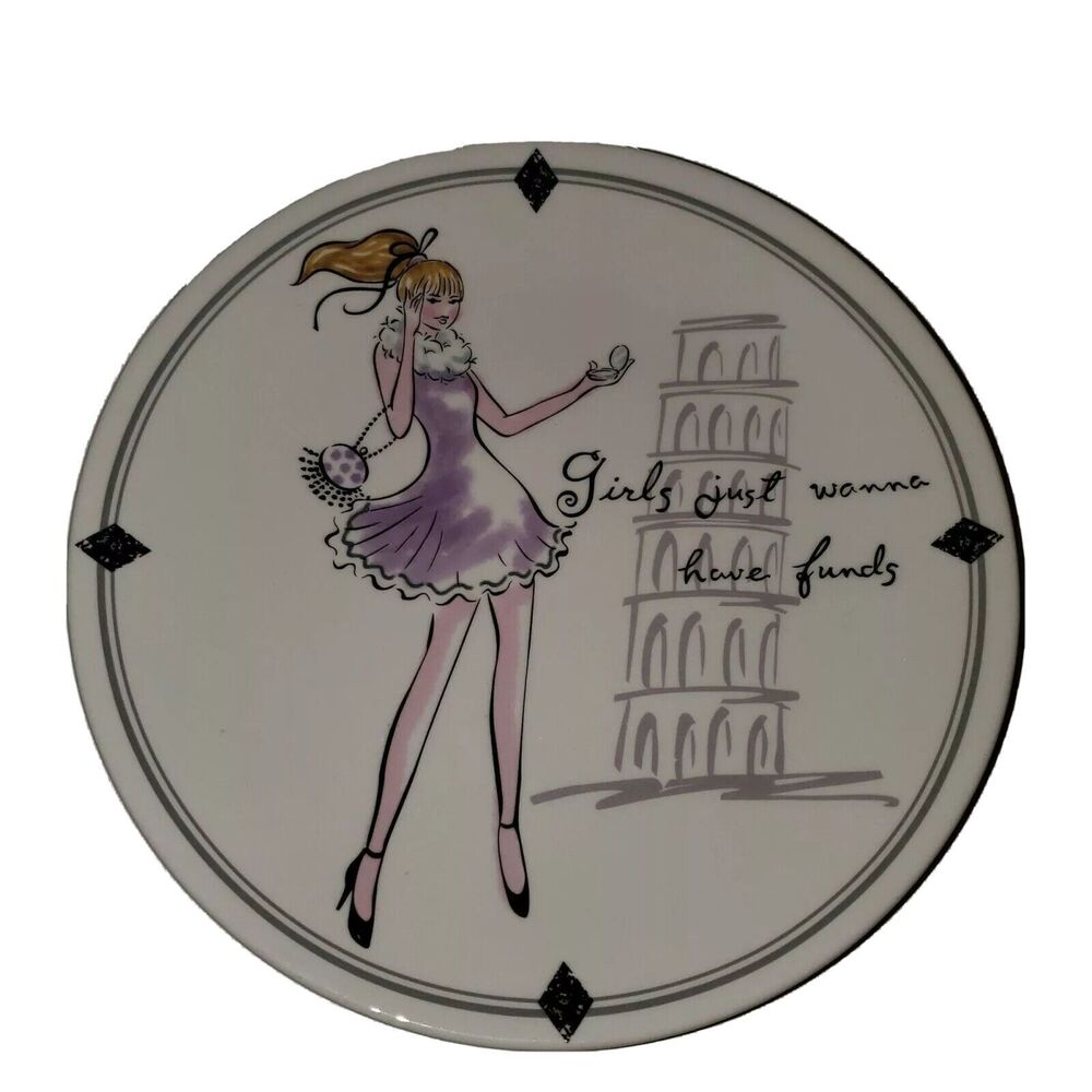 Ceramic Plate Girls Just Wanna Have Funds Funny Shopping Sassy Decorative Plate